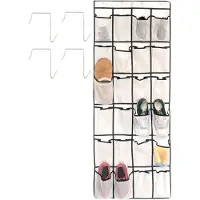 Intirilife Hangende Schoenenorganizer met 24 vakken Grijs - 150 x 55 x 2 cm - Hangend deurschoenenrek, schoenenopslag, hangende organizer, multifunctionele opbergtas ook voor keuken, badkamer