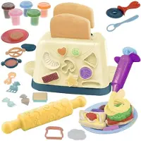 Kruzzel Grote speelgoedset met pastaspuit, speelgoedtoast en boetseerklei