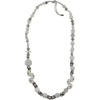 Behave - Lange Ketting met witte keramiek en transparante kralen