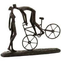 J-Line Koppel Kus Op Fiets decoratie - polyresin - donkerbruin