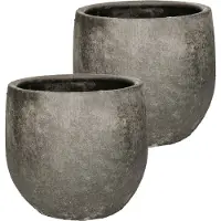 DK Design Bloempot Maya - 2x - verweerd antraciet - D16 x H18 cm - rustiek