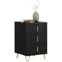 SoBuy Nachtkastje 3 Lades Zwart FBT115-L-SCH