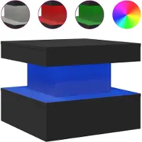 vidaXL Salontafel met LED-verlichting 50x50x40 cm zwart