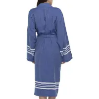 Lalay - hamam badjas Krem Sultan - royal blue - M - dames heren badjas - sauna badjas - dunne badjas - 100% gekamd katoen