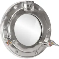 vidaXL - Wandspiegel - patrijspoort - Ø23 - cm aluminium - en - glas