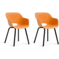 Keter Noa Tuinstoel - 2 stuks - 55x56,5x80cm - metalen onderstel - Oranje