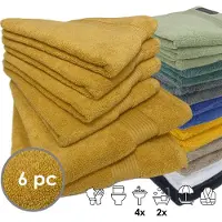ISleep Terry Badtextiel - Voordeelset (6 delig) - 4x Handdoek 60x110 cm - 2x Badlaken 70x140 cm - Oker