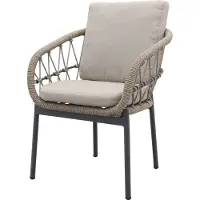 Van der Garde Tuinmeubelen Julia naturel rope dining tuinstoel - Antraciet