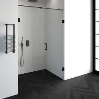 Brauer Void nisdeur 2-delig helder glas 140x200 omkeerbaar met draaideur 70 aan muur incl. glascoating mat zwart