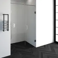 Brauer Void nisdeur 2-delig helder glas 130x200 omkeerbaar met draaideur 60 aan muur incl. glascoating chroom