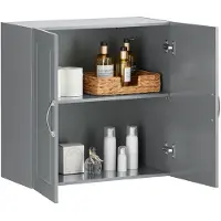 SoBuy Wandkast met 2 Deuren - 60x30x60 cm - Grijs - Verstelbare Plank