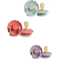 Frigg DAISY Fopspeen set 3 stuks Seafoam,poppy en Heather 6-18 maand maat 2