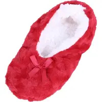 Sarcia.eu Rood-witte, pluizige pantoffels