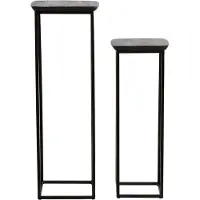 Light & Living Zuil S/2 30x30x80+35x35x100 cm QUENZA acacia ht mt zwrt+zwrt (Zwart, 35x35x100cm)