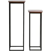 Light & Living Zuil S/2 30x30x80+35x35x100 cm QUENZA acacia hout bruin+zwrt (Bruin, 35x35x100cm)