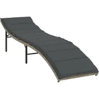 vidaXL Ligbed met kussen 55x199x50 cm poly rattan lichtgrijs