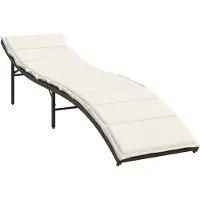 vidaXL Ligbed met kussen 55x199x50 cm poly rattan bruin