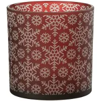 J-Line windlicht Sneeuw - glas - rood - large