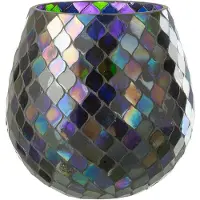 J-Line windlicht Mozaiek - glas - paars - large