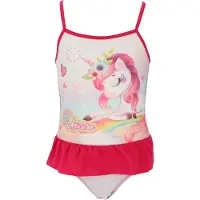 Unicorn / Eenhoorn - Badpak - Meisjes - Donkerroze Fuchsia - maat 92/98 cm