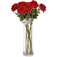 Ibergarden Kunstbloem Roos Elegance - 12x - dieprood - 63 cm - losse steel - Kunst zijdebloemen