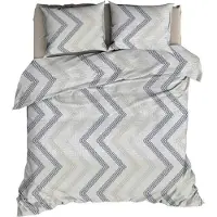Satin d'or Dekbedovertrek Ziggo Grijs Blauw Satijn-260 x 200 / 220 cm | Extra Breed