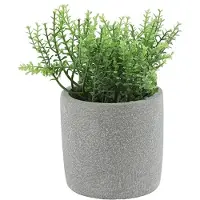 Countryfield Kunstplant/kruiden rozemarijn - - in grijs cement potje - 19 cm - kruiden