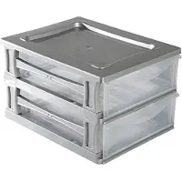 Hega hogar Ladeblokje/bureau organizer 2x lade - grijs/transparant - L26 x B35 x H20 cm - kunststof