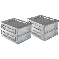 Hega hogar Ladeblokje/bureau organizer 2x lade - grijs/transparant - L26 x B35 x H20 cm - kunststof