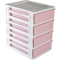Hega hogar Ladeblokje/bureau organizer 4x lade - wit/roze - L26 x B35 x H39 cm - kunststof