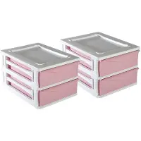 Hega hogar Ladeblokje/bureau organizer 2x lade - wit/roze - L26 x B35 x H20 cm - kunststof