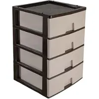 Hega hogar Ladeblokje/bureau organizer 4x lade - bruin/beige - L38 x B38 x H58 cm - kunststof - ladekastje