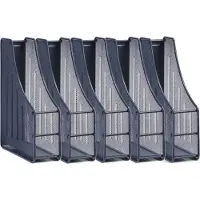 Zeller Lectuurbak - 5x - documenten opbergbak - antraciet grijs - draad metaal - L9 x B27 x H35 cm