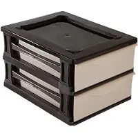 Hega hogar Ladeblokje/bureau organizer 2x lade - bruin/beige - L26 x B35 x H20 cm - kunststof