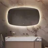 Schaere Deens ovale badkamerspiegel met indirecte verlichting, verwarming, instelbare lichtkleur en dimfunctie 120x70 cm