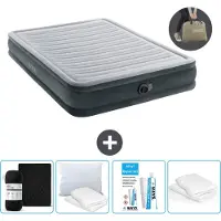 OEM Luchtbed voor 2 personen - 152 x 203 x 33 cm - Grijs - Met pomp - Beddengoed - Kussens - Reparatieset en kussensloop