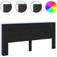 vidaXL Hoofdbordkast met LED-verlichting 220x16,5x103,5 cm zwart