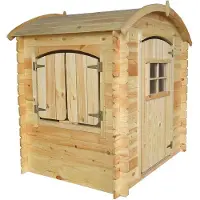 Timbela Houten speelhuis voor kinderen, ZONDER BODEM - Speelhuis voor buiten - B112xL146xH145 cm / 1,1m2 - Tuinspeelhuis - M505-1