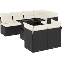 vidaXL 8-delige tuinmeubelset met kussens, zwart, polyrotan