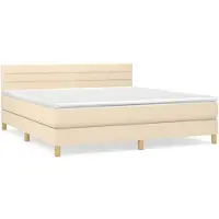 vidaXL Boxspring met matras stof crèmekleurig 160x200 cm