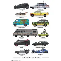 Merkloos Poster Four Wheels Icons 61x91,5cm