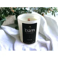 Bam Mini Vanille Geurkaars – Vanilla Kaars met Houten Wiek – Vegan Geurkaars van Zonnebloemwas – 25 Branduren – Handgemaakt in België