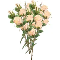 Emerald Kunstbloemen boeket Rozen - 8x - 44 cm - licht roze - Kunst zijdebloemen