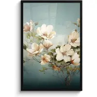 PosterMonkey Poster in lijst - Fotolijst 60x90 cm - Posters - Bloemen - Wit - Natuur - Vintage - Posterlijst zwart - Decoratie - Wanddecoratie woonkamer - Muurdecoratie slaapkamer