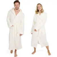 Blumtal Badjas Unisex - Dames en Heren Badjas - Fleece Badjas met Capuchon - met Zakken - Gebroken Wit - Maat M