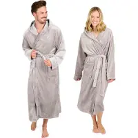 Blumtal Badjas Unisex - Dames en Heren Badjas - Fleece Badjas met Capuchon - met Zakken - Grijs - Maat L