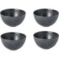 Costa Nova - livia zwart - kom - aardewerk - 15 cm rond - set van 4