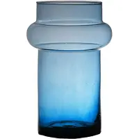 Hakbijl Glass Bloemenvaas Luna - transparant blauw - eco glas - 16 x 25 cm - cilinder vaas