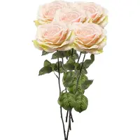 Emerald Kunstbloem Roos Laurie tak - 5x - 57 cm - licht roze - Kunst zijdebloemen