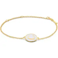 New Bling 9LA-20058-C Zilveren Armbandje met Letter - C - Ovaal - 12x8,6mm - Wit - Zilver - 16+2+3cm - Verguld/Goud op Zilver